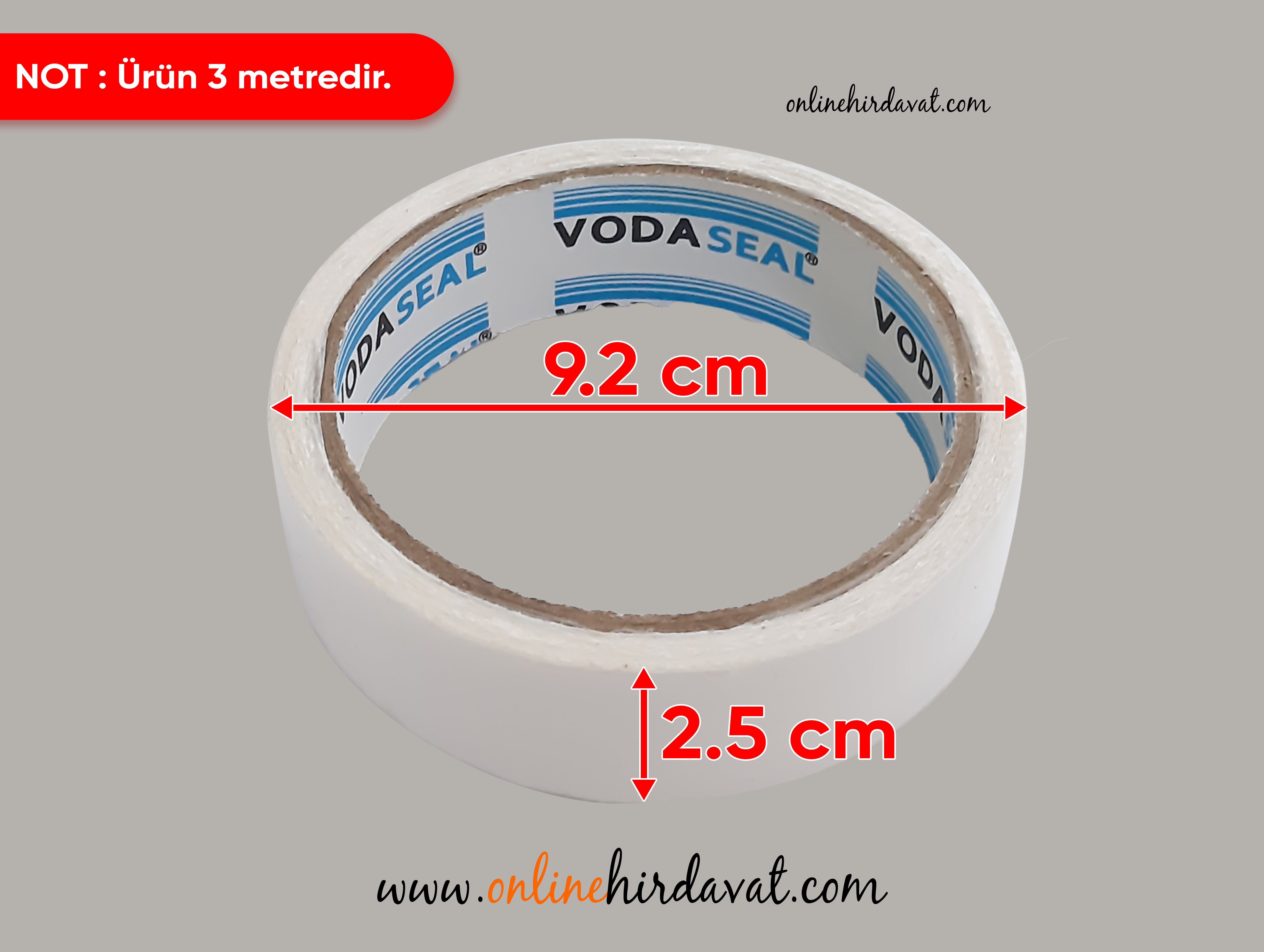 Vodaseal Güçlendirilmiş Şeffaf Çift Taraflı Band 25 mm x 3 m